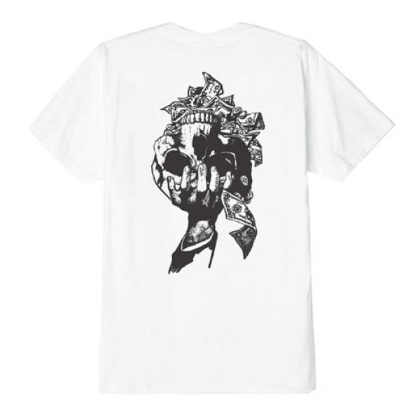 (163081612)CASH FOR CHAOS SKULL TEE-WHT
